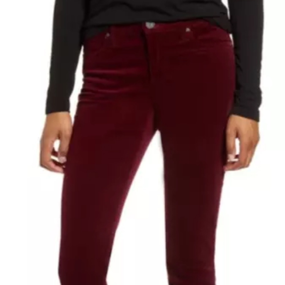 Beautiful, red wine, velvet, high-rise, fab jeans